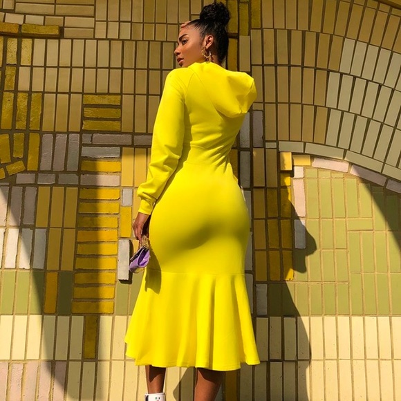 MaCherie Dresses & Skirts - Yellow Hoodie Dress